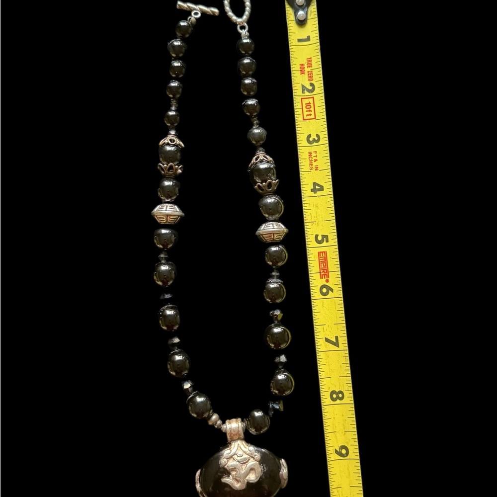 Women’s Necklace -Black Onyx/Sterling Silver Pendant & Beads -Substantial Choker - Picture 7 of 10